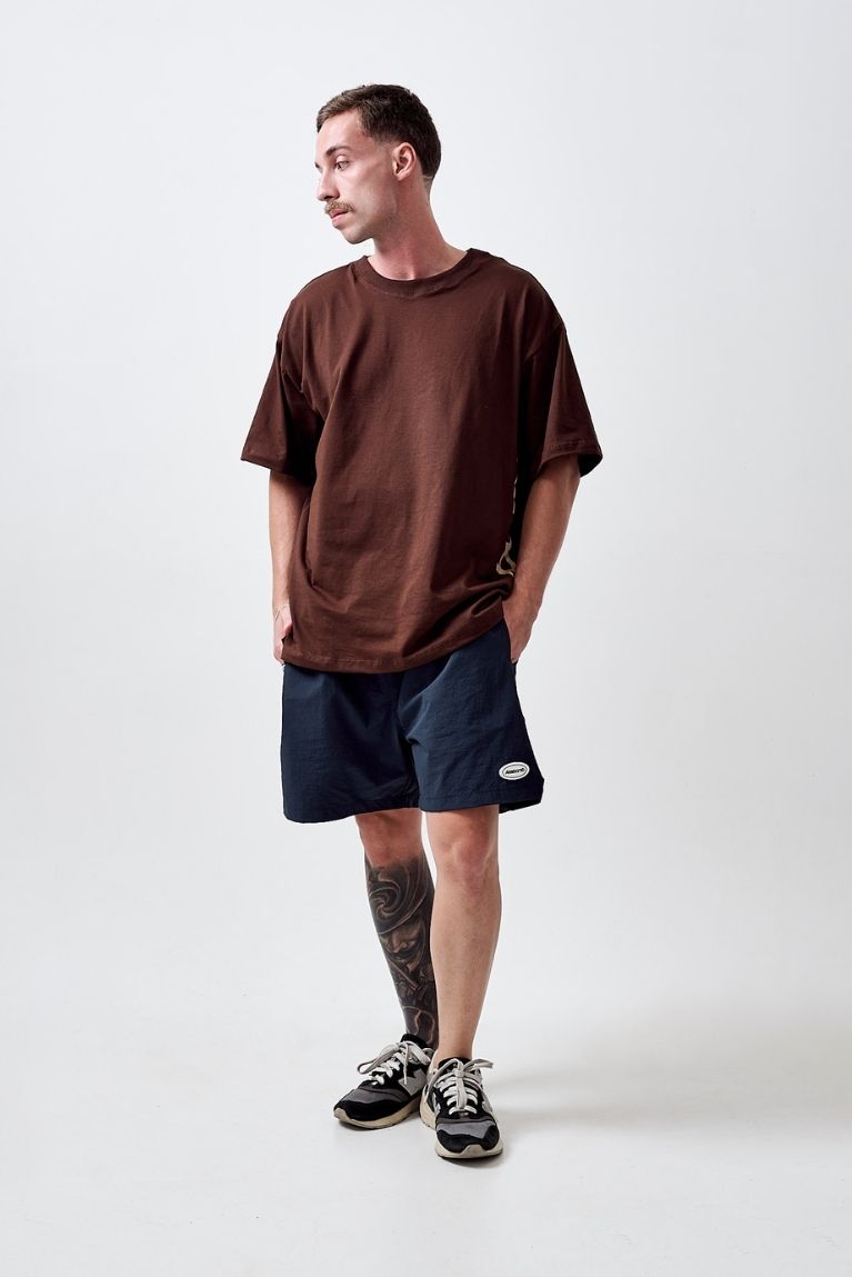 Tee Vertical Logo Brown Boxy