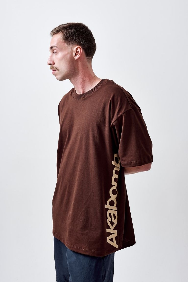 Tee Vertical Logo Brown Boxy