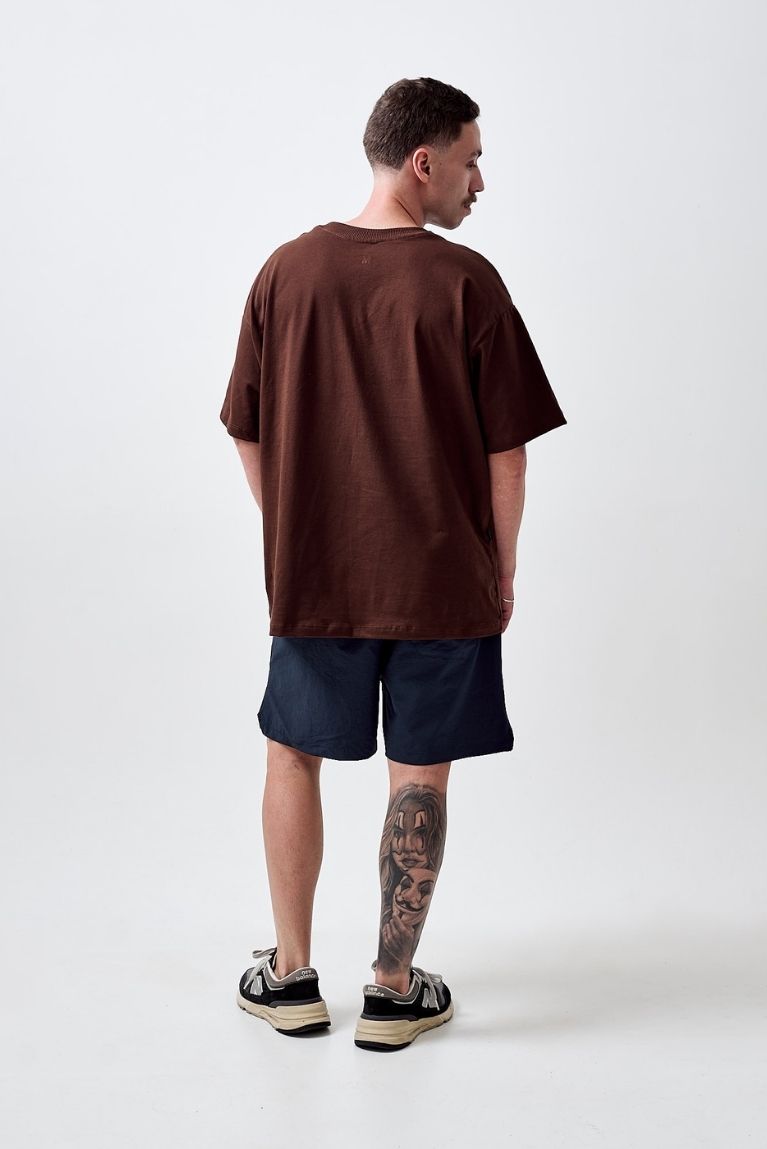 Tee Vertical Logo Brown Boxy