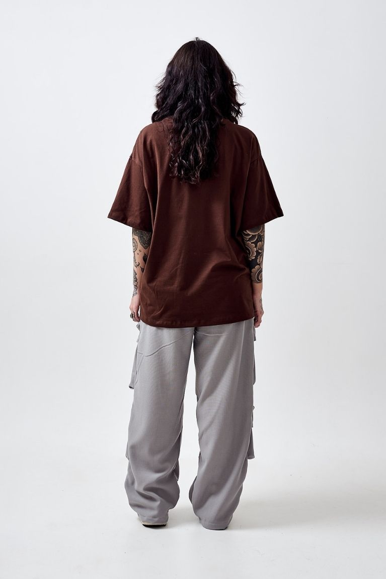 Tee Vertical Logo Brown Boxy
