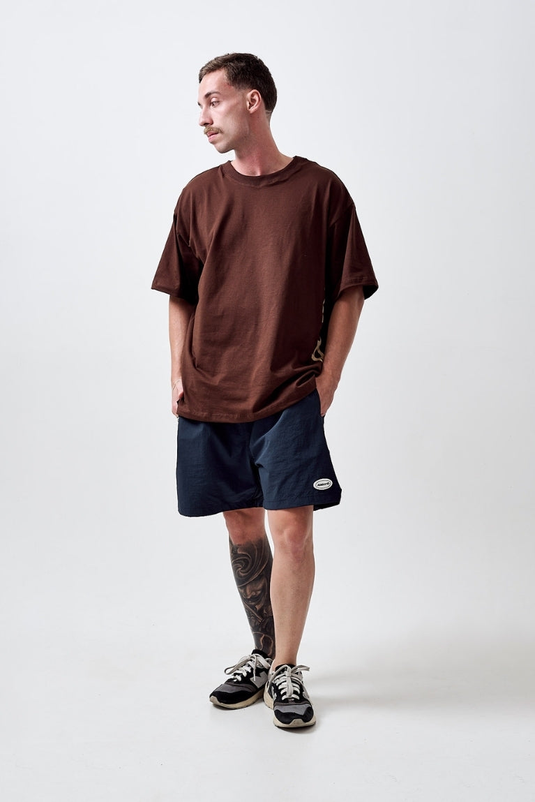 Tee Vertical Logo Brown Boxy