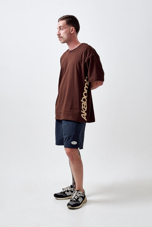 Tee Vertical Logo Brown Boxy