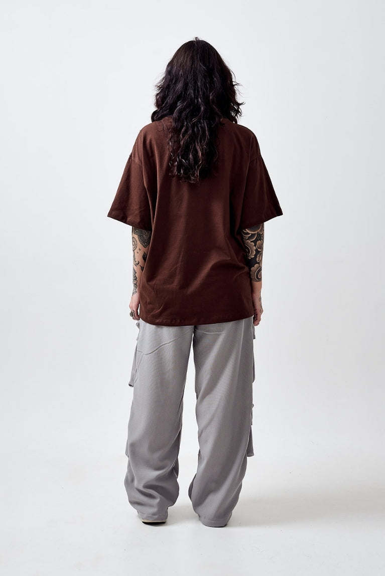 Tee Vertical Logo Brown Boxy